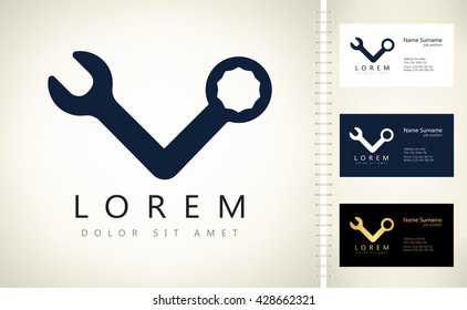 Spanner logo. Combination Wrench vector design.