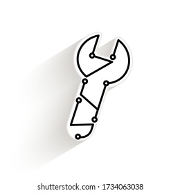 Spanner Logo. Mikrochip-Schaltschlüssel. Werkzeugsymbol für Computing-Lösungen.