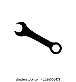 Spanner mechanic service tool icon or wrench vector graphics design. Perfect for symbol, sign, icon, label, sticker, banner and poster.