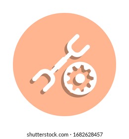 Spanner and mechanism badge icon. Simple glyph, flat vector of engineering icons for ui and ux, website or mobile application