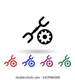 spanner and mechanism multi color icon. Elements of engineering set. Simple icon for websites, web design, mobile app, info graphics