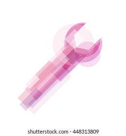 Spanner Modern Soft Pink Color Icon for web, app. New concept design wrench symbol. Logo technology sign isolated on white. Vector illustration in creative style.