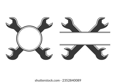 Spanner Monogram Vector, Spanner Monogram, Hardware Monogram Vector,  Automation Technology, Mechanical Systems, Spanner illustration, Mechanic Monogram, Mechanic Tools, Worker elements, Labor 