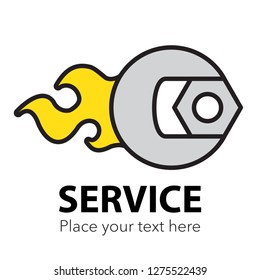 Spanner and nut. Professional services logo. Vector sign and illustration. 