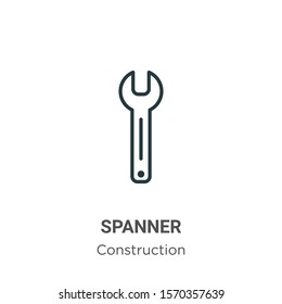 Spanner outline vector icon. Thin line black spanner icon, flat vector simple element illustration from editable construction concept isolated on white background