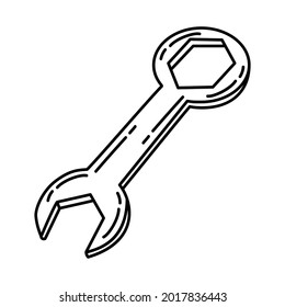 Spanner is Part of Mechanical Equipment Device Hand Drawn Vector Icon Set.