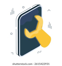 Spanner with phone, editable design icon of mobile repair
