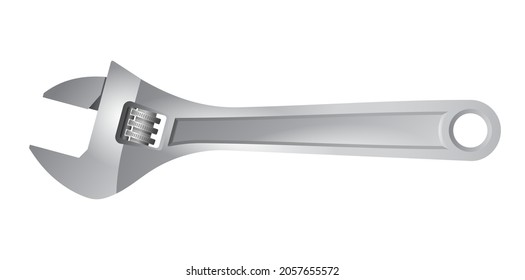 Spanner pipe adjustable wrench - hand fixing tool for car fixing or plumbing works. Isolated vector illustration