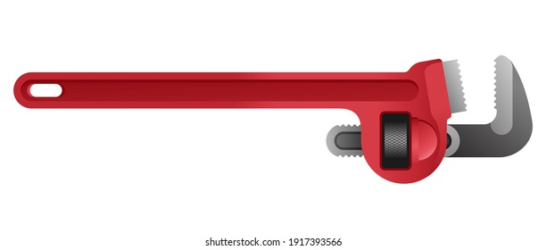 Spanner pipe wrench - hand fixing tool for car fixing or plumbing works. Isolated vector illustration