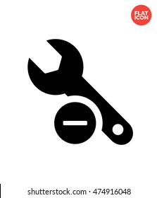 Spanner repair with minus Icon Flat Style Isolated Vector Illustration