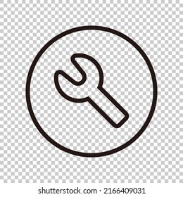 Icono de redondeo de español aislado en fondo transparente. botón Preferencias. Vector.