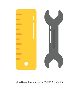 Spanner and ruler showing repairing tools concept vector in modern style