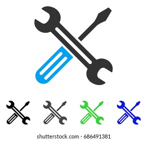 Spanner And Screwdriver flat vector pictogram. Colored Spanner and screwdriver gray, black, blue, green pictogram versions. Flat icon style for application design.
