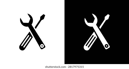 Spanner and screwdriver icon black symbol group