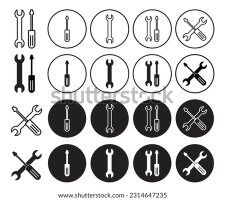 Spanner  Screwdriver icon set. repair or maintenance screwdriver and Spanner vector pictogram.