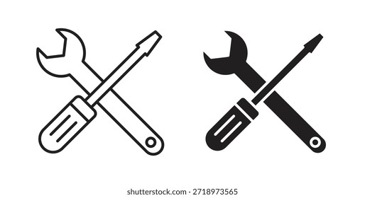 Icono de llave y destornillador. Símbolo, ilustración del logotipo. conjunto de iconos gráficos