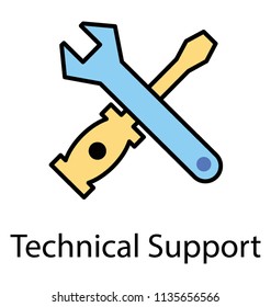 
Spanner and screwdriver making a cross showing technical support icon
