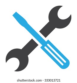 Spanner And Screwdriver vector icon. Style is bicolor flat symbol, cobalt, rounded angles, white background