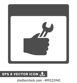 Spanner Service Hand Calendar Page icon. Vector EPS illustration style is flat iconic symbol, gray color.