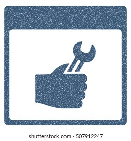 Spanner Service Hand Calendar Page grainy textured icon for overlay watermark stamps. Flat symbol with unclean texture.