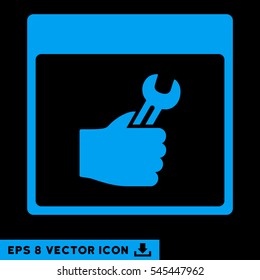 Spanner Service Hand Calendar Page icon. Vector EPS illustration style is flat iconic symbol, blue color.