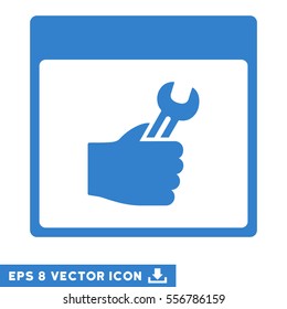 Spanner Service Hand Calendar Page icon. Vector EPS illustration style is flat iconic symbol, cobalt color.