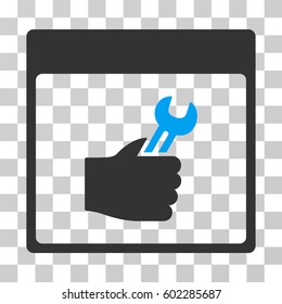 Spanner Service Hand Calendar Page icon. Vector illustration style is flat iconic bicolor symbol, blue and gray colors, transparent background. Designed for web and software interfaces.