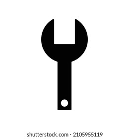 Spanner silhouette icon in black. vector.