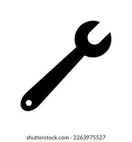 Spanner silhouette icon. Wrench. Settings. Vector.