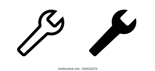 Spanner silhouette icons. Setting icon. Vector.
