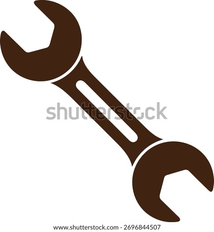 spanner silhouette vector on white, mechanic hand tool outline vector