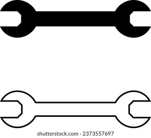 spanner solid flat and lines, vector icon