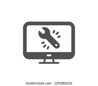 Spanner tool icon. Monitor or computer repair service sign. Fix instruments symbol. Quality design element. Classic style icon. Vector