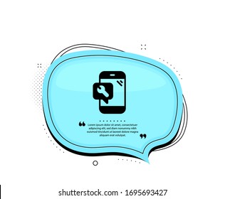 Icono de la herramienta de expansión. Burbuja del discurso de cita. Signo de servicio de reparación telefónica. Fijar símbolo de instrumentos. Marcas de cotización. Icono de reparación de teléfono clásico. Vector