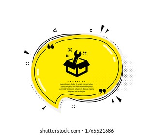 Spanner tool icon. Quote speech bubble. Repair service box sign. Fix instruments symbol. Quotation marks. Classic spanner icon. Vector