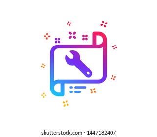 Spanner tool icon. Repair service blueprint sign. Fix instruments symbol. Dynamic shapes. Gradient design spanner icon. Classic style. Vector