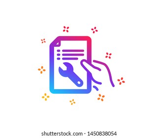 Spanner tool icon. Repair service document sign. Fix instruments symbol. Dynamic shapes. Gradient design repair document icon. Classic style. Vector