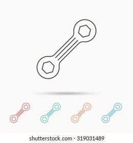 Spanner tool icon. Repairing service sign. Linear icons on white background. Vector