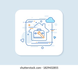 Icono de la línea de herramientas del distribuidor. Botón vector abstracto. Señal del caso de la herramienta de reparación. Fijar símbolo de instrumentos. Icono de la línea de mayúsculas y minúsculas de la herramienta. Insignia de concepto de casa. Vector