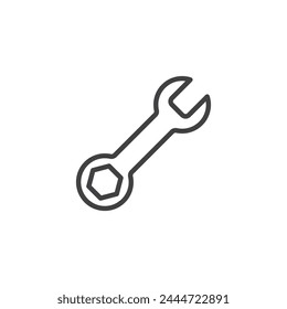 Spanner tool line icon. linear style sign for mobile concept and web design. Wrench outline vector icon. Repair service symbol, logo illustration. Vector graphics