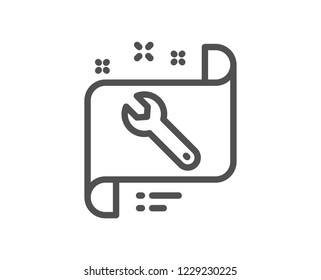 Spanner tool line icon. Repair service blueprint sign. Fix instruments symbol. Quality design flat app element. Editable stroke Spanner icon. Vector