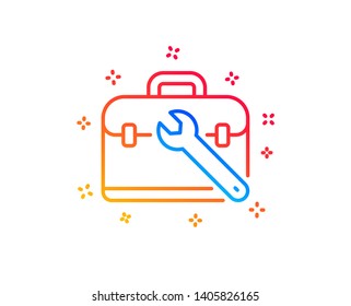 Spanner tool line icon. Repair tool case sign. Fix instruments symbol. Gradient design elements. Linear tool case icon. Random shapes. Vector