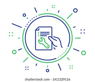 Icono de línea de la herramienta de expansión. Mensaje de documento del servicio de reparación. Fijar símbolo de instrumentos. Elementos de diseño de calidad. Botón de documento de reparación de tecnología. Trazo editable. Vector