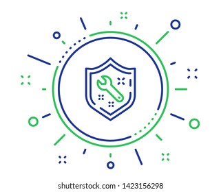 Spanner tool line icon. Repair service sign. Shield protection symbol. Quality design elements. Technology spanner button. Editable stroke. Vector