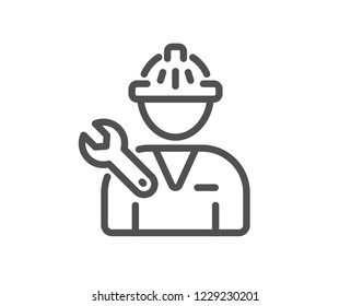 Spanner tool line icon. Repairman service sign. Fix instruments symbol. Quality design flat app element. Editable stroke Repairman icon. Vector