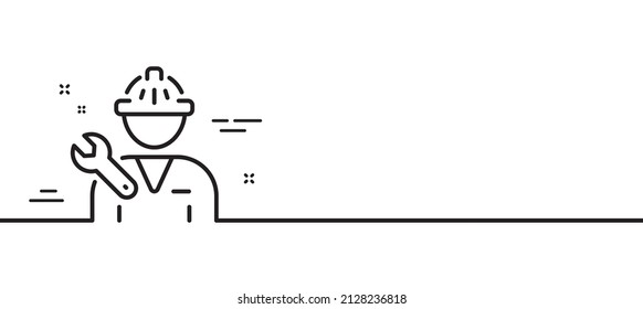 Spanner tool line icon. Repairman service sign. Fix instruments symbol. Minimal line illustration background. Repairman line icon pattern banner. White web template concept. Vector