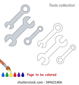 Spanner in vector cartoon to be colored. Coloring book for children.