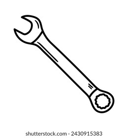 Spanner vector icon in doodle style. Ping pong symbol in simple design. Cartoon object hand drawn isolated on white background.