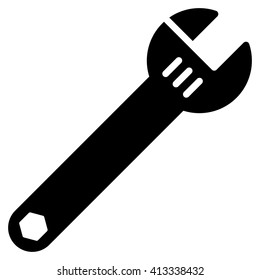 Spanner vector icon. Style is flat icon symbol, black color, white background.