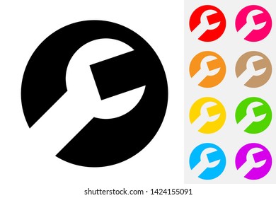 Spanner Vector. Negative Space Icon